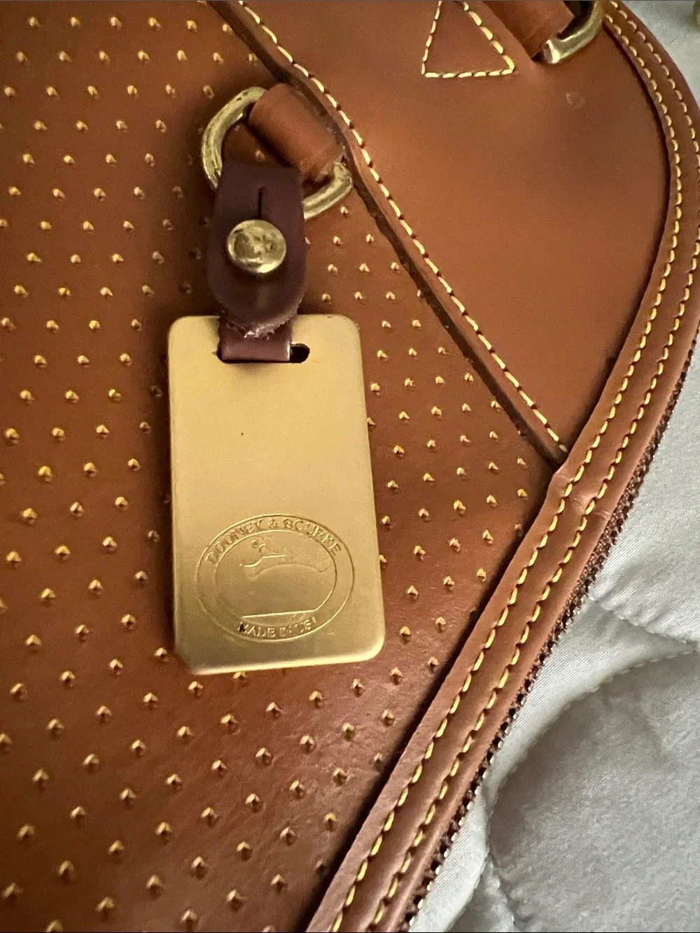 Classic Brown Dooney Tote Bag with Gold Hardware